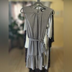 DKNY Blue and White Checkered Sleeveless Belted Dress Size 6 NWT $119 MSRP